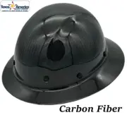 Dynamic Wolfjaw Full Brim Carbon Fiber Hard Hat 8 Pt Ratchet - Shiny Black