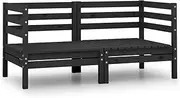 Garden Corner Sofas - 2 Pcs Black Solid Pinewood Outdoor Furniture, Patio Furniture Set, Outdoor Chairs, Patio Set, Patio Table