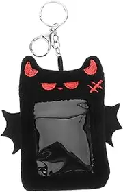 CAXUSD Cute Cartoon Photo Sleeve Id Card Holder Keyring Plush Devil Wings Card Protector for Students Office