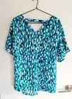 Ladies Lovely Teal Blue Linen Blend Top sz 12 by ROCKMANS NWT