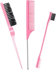 3 Pieces Styling Hair Brush Set, Slick Bristle Hair Brush, Rat Tail Comb Edge Br