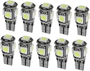 CHILDWEET Set of 10 T10 Car Led Lights 5050-5sm Thin Design Even Round Beam Low Power Easy Install