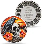 Skull Memento Mori Challenge Coin, Stoic Coin for Men Women, Inspirational Momento Mori Stoicism Gifts, Stoic Reminder Coin Inspirational Gifts for Cherishing The Present Moment