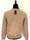 New HUGO BOSS Logo Sweater L size Regular Fit Beige Camel Wool V Neck Pullover