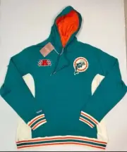 Miami Dolphins Mitchell & Ness Throwback Hoodie Size XL