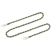 39" Purse Chain Strap with Buckles for Shoulder and Cross Body (Green + Gold)