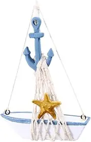 Gogogmee Unique Wooden Sailing Ship Model Toy Mediterranean Style Decor for Home Office Kid's Room
