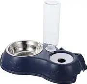 Happyyami 1set Pet Dual Feeder and Water Dispenser Automatic Feeding Tool for Dogs Cats Bite-Resistant Material for Busy Pet Owners