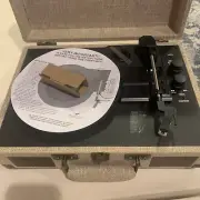 Victrola Journey+ Bluetooth Suitcase Turntable Record Player Cream Linen Finish