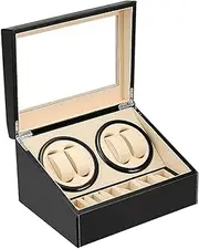 [BLOODYRIPPA] Automatic Watch Winder with 4 Winding Positions and 6 Storage Slots, PU Leather Watch Display Box, for Women and Men, Power Cord Included