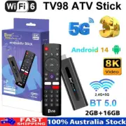 TV98 8K Smart TV Stick 2.4G 5G WiFi TV Box with Bluetooth Voice Remote Android14