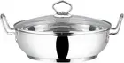 Stainless Steel Kadhai – Tempered Glass Lid – Induction Friendly Wok(20Cm/8 Inch