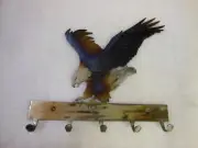 EAGLE Key / COAT HANGER w/ 5 Hooks - 12" x 11" - unique custom Metal Art