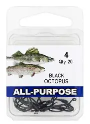 100ct Lot Eagle Claw ROCT-4 Octopus Hooks Black, Size 4 All Purpose Fishing