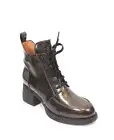 MOT-CLe 2207 Brown Patent Leather Zip Lace-Up Ankle Heel Boots 36 / US 6