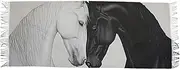 [AIXIWAWA] Women's Pashminas Scarf Black White Horses Print, Shawls Wrap Lightwight with Tassel for Evening Dress Dinner Party, Multicolor