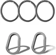 Titanium Mini Key Ring Connector Links, Small Carabiner Keychain Clip Rings, Quick Release EDC Accessory (Drop-Shaped*2+Ti Ring*3)