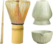 Matcha Whisk Set - Japanese Matcha Kit | Household Tea Set with Spout Whisk Teacup Holder | Portable Handmade Kitchen Supplies Ceramic Japanese Tea Accessories for Family Home Starter