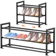 3-Tier Expandable Shoe Rack for Closet, 18“-33” Adjustable Shoe Rack for Smal...