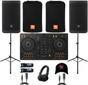 Pioneer DDJ-FLX4 DJ Controller W/headphone, 2x Speaker, 2x Cover,Stands & Cables