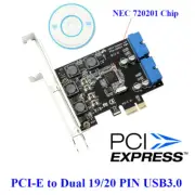 USB 3.0 2 Port 19Pin Card PCI-e to PCI Express Internal 20Pin Male Ports Adapter