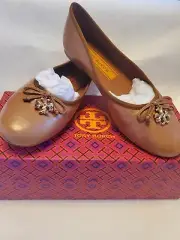 Tory Burch TORY CHARM BALLET FLAT Tan Size 11 (New)