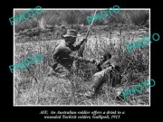 OLD LARGE HISTORIC PHOTO OF ANZAC SOLDIER AT GALLIPOLI WITH TURKISH SOLDIER 1915