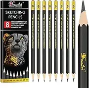 Sketching Pencils Set of 8 | B, 2B, 4B, 6B, 8B, HB, 2H, 4H | Drawing Artist Pencils with Graphite Lead & Soft Basswood are Ideal for Sketching, Shading & Doodling | For Beginners & Professionals