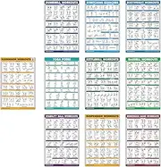 10 Pack - Exercise Workout Poster Set - Suspension Volume 1 & 2, Dumbbell, Kettlebell, Resistance Bands, Stretching, Bodyweight, Barbell, Yoga Poses, Exercise Ball (Paper (NOT Laminated), 18" x 27")
