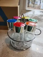 Vintage Avon Spice Rack Rotating Glass Jars Plastic Top Colors 6 Jars