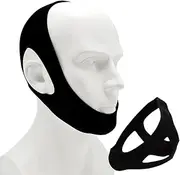Black Anti Snoring Chin Strap Stop Snoring Aids Breathable Stop Snore Chin Strap Snoring Solution Snore Stopper Adjustable Anti Snoring Belt Stop Snoring Device