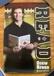 Original Drew Brees NFL New Orleans Saints READ Library 22x34 Promo Poster