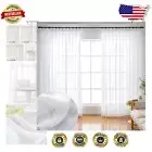 Luxurious 96 Inch White Sheer Curtains with Tie-Backs & Hooks - Set of 2