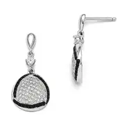 Sterling Silver & Cz True Fire Triangle Dangle Post Earrings