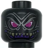 Lego New Black Minifigure Head Dual Sided Alien with Magenta Eyes Piece