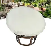 Papasan Chair Cushion Cover Only,Outdoor Indoor Cushion Waterproof Slipcover with Fixed Strap for Papasan Cushion Only, for Papasan Wicker Egg Chair,Off White,47 * 47in
