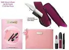 MAC Kisses & Bows Lip Kit Purple 3 Full Size Pieces + Bashful Blush Makeup Bag