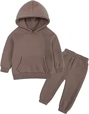 [Generic] Toddler Boy 4t Outfits Toddler Kids Babys Girls Boys Spring Winter Solid Warm Thick Long Sleeve Pants Hooded Hoodie Sweatshirt Set Outfits Baby Bundles Coffee