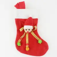 在飛比找樂天市場購物網優惠-小聖誕襪 白邊金緞帶立體玩偶聖誕襪(小型)/一個入(促30)