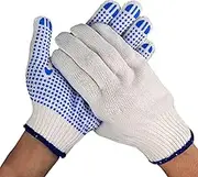Leona Co 12pcs Grip Safety Work Gloves - Anti-slip Dots, Moist Cotton Knit for Garage, Warehouse, Construction