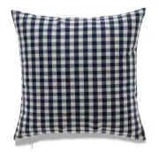 Navy Blue And White Check With Feather Down Insert Pillow
