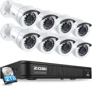 ZOSI 1080P H.265+ Home Security Camera System with AI Human 8CH-8 Cam-2TB