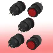 5 Pcs Red LED Light SPST Self Locking NO Push Button Switch R16-503 DC 2V