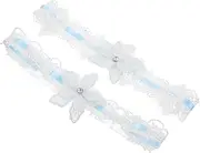 [OATIPHO] 1 Pair Bridal Leg Belt Lace Wedding Garters Flower Embellishments Elastic Leg Garters for Women Wedding Day Accessory White