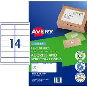 Avery 14UP Laser Eco Friendly Address Labels White 20 Sheets