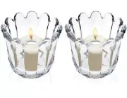 Set Of 2 Studio Crystal Votives Arch Top Candle Holders - NEW IN BOX! FAST!