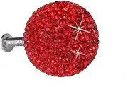 Crystal Drawer Knobs,Dresser Knobs,1 Set of Stainless Steel Drawer Knob Single-Hole Rhinestone Inlaid Round Drawer Cabinet Wardrobe Pull Handle with Screw (Black) (Color : Wit) Wit (Color : Red)