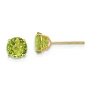 14k 14kt Yellow Gold Madi K Round Peridot 6mm Post Earrings