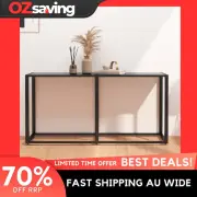 Console Table Black Tempered Glass 140x35x75.5cm Stylish Modern Design 1675