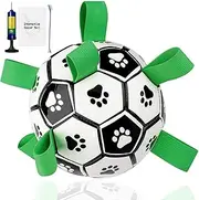 6.0in Medium(15-40lbs) Dog Soccer Ball | with 9 Grab Tabs Heavy Duty | Ground Water Outside Time | Durable TPU+Nylon | Play Chase Chew | Pet Toothbrush Gift (6.0inch Medium)…